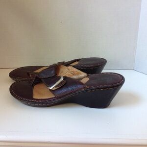 Born Brown Leather Sandal Silver Buckle